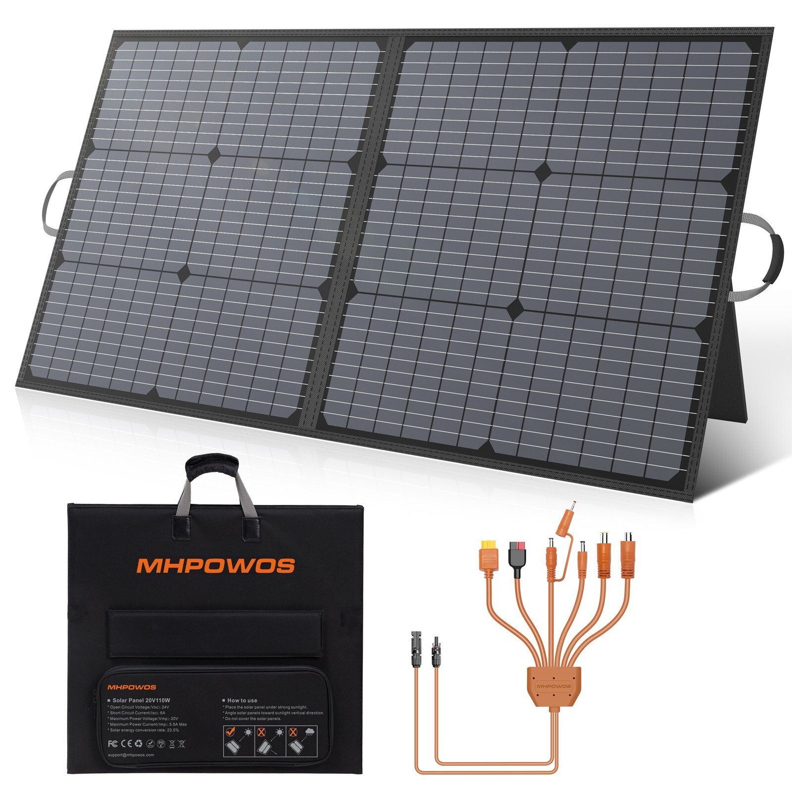 Folding Solar Panel 110W 220W Camping Solar Panel Foldable 7 in 1 Solar Cable