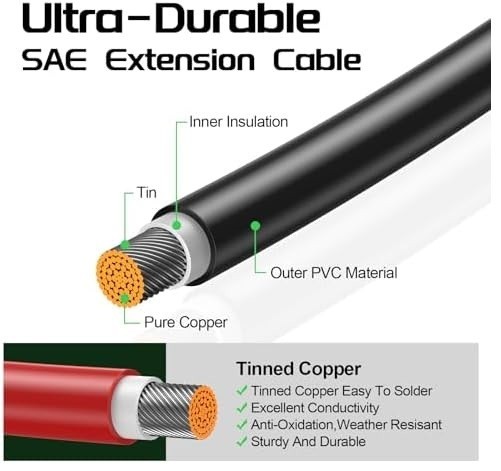 SAE 10FT 16AWG Battery Charger Extension Cord with Quick Disconnect Connector…