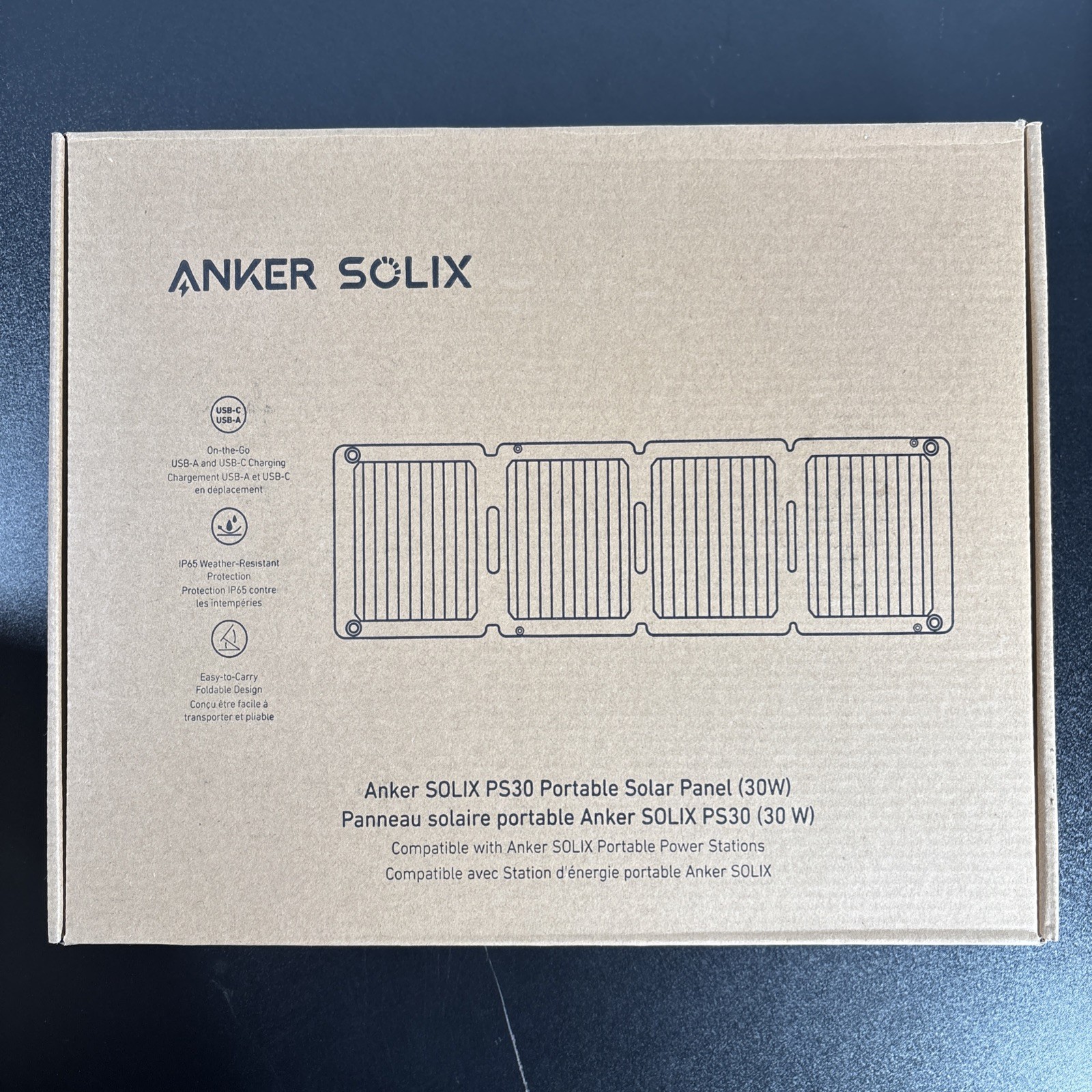Anker Solix PS30 Solar Panel 30W Foldable Portable Solar Charger *NEW*