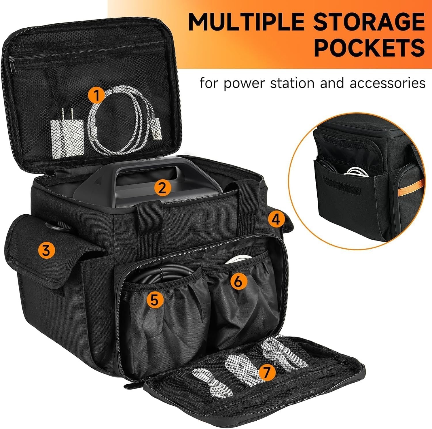 Compact Carry Bag for Jackery Explorer Series & GOLABS with 8 Functional Pockets