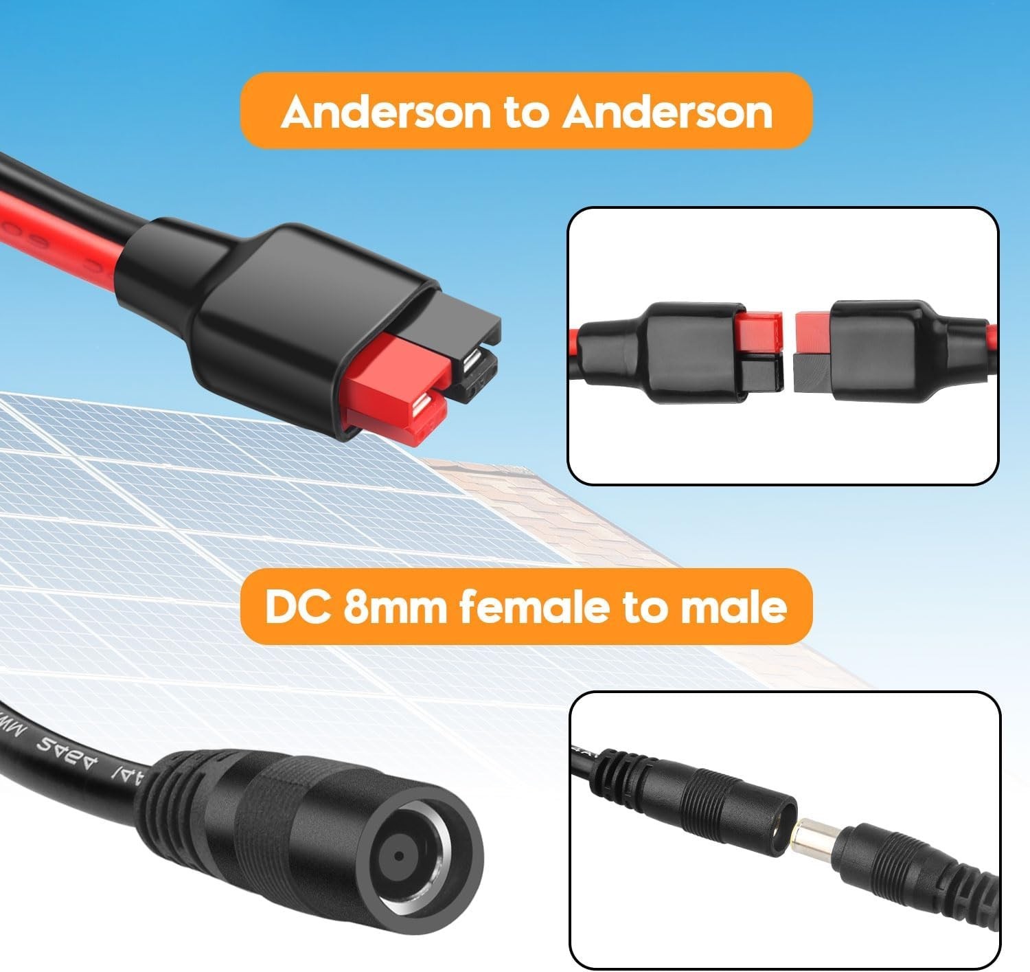 Durable Heat-Resistant DC 8mm Splitter for Solar Panel Systems – 16.5 inch