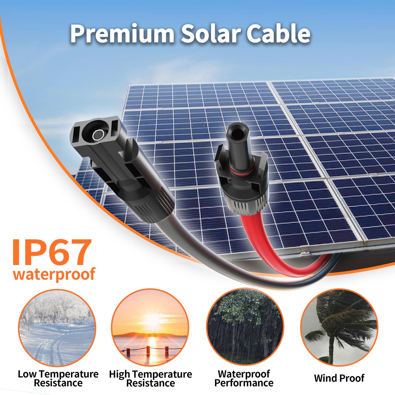10AWG Solar Extension Cable with Pair of Connectors Solar Panel Adaptor Kit T…