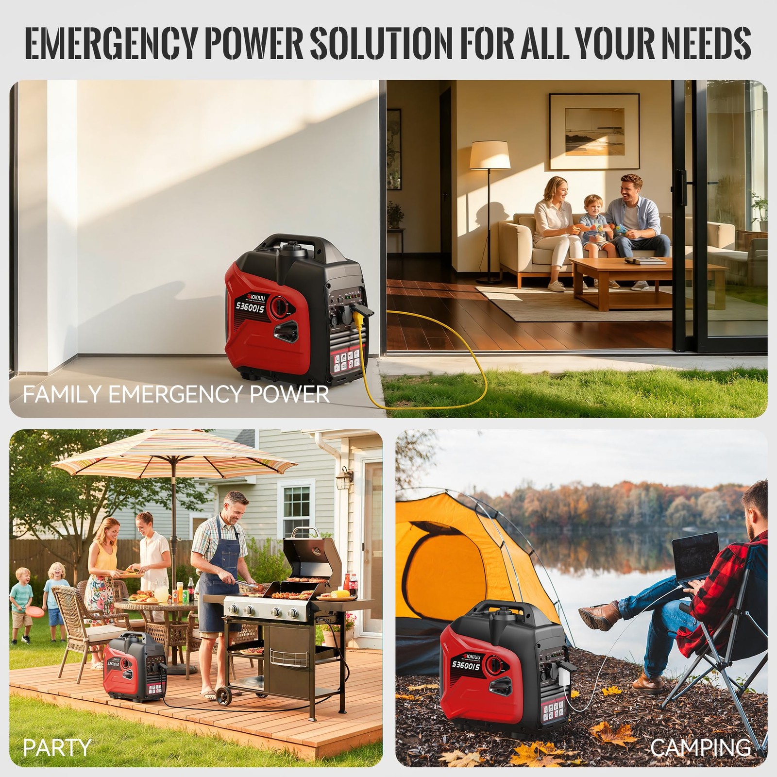 3600W Portable Generator Super Quiet Inverter Generator Ultra Lightweight for…