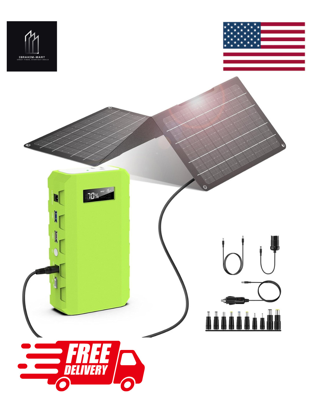 65W Portable Power Bank + 30W Solar Panel Kit Mini Solar Generator for Camping