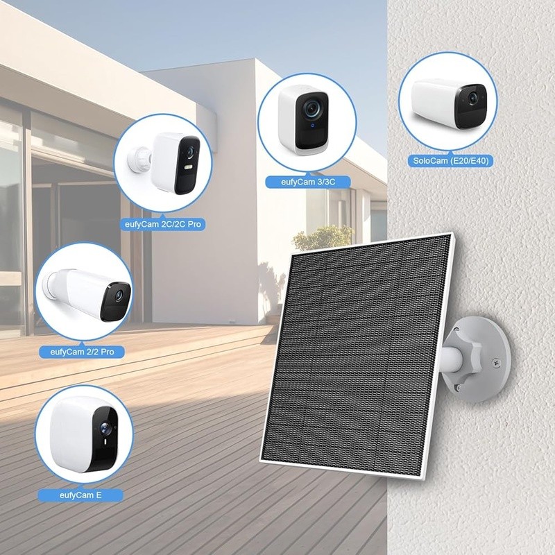 High Efficiency Solar Panel Charger Eufy Camera Waterproof Adjustable Mount New