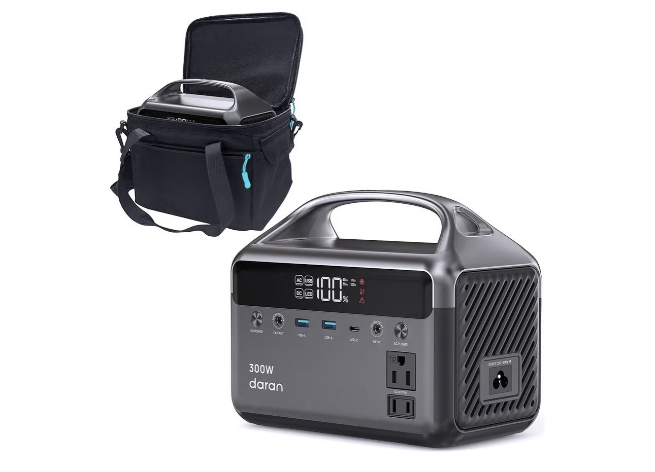 Daran Portable Power Station 300W (600W Peak), 192Wh (60,000mAh) Solar Generator