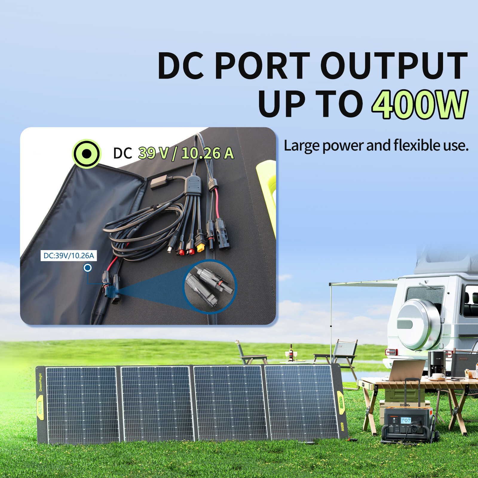Greenmagic 400W 40V Portable Foldable Solar Panel for Generator Power Station RV