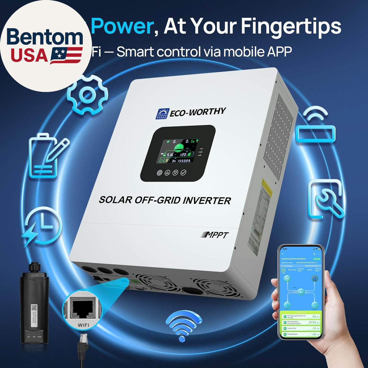 10240Wh LiFePO4 Home Backup Power Station 5000W Inverter WiFi Bluetooth