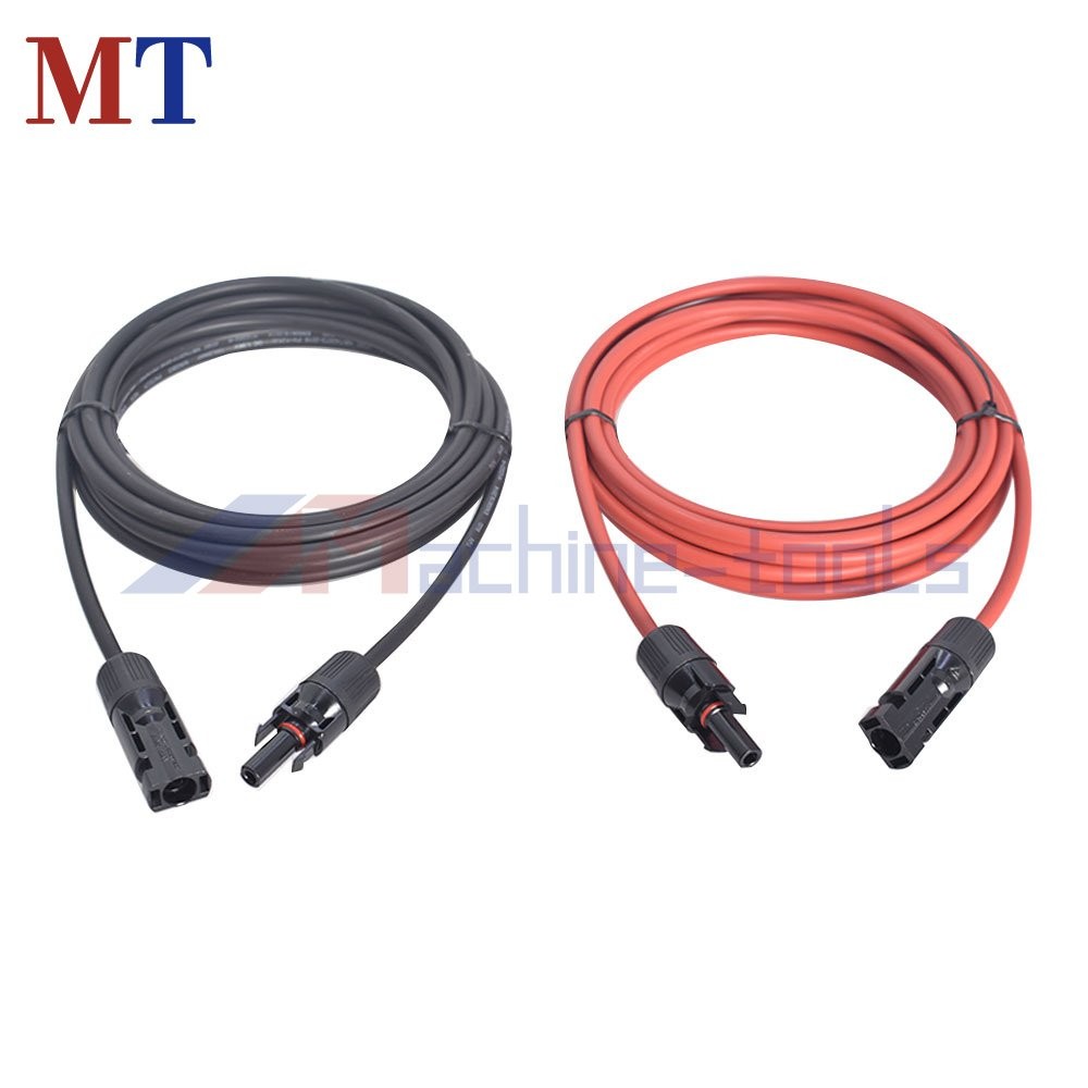 1 Pair 10 FT Black + Red 12 AWG Solar Panel Extension Cable Wire Connector