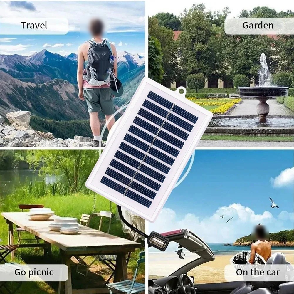 2W 5V Portable Solar Charging Board 5x3x0.5CM USB Output for Outdoor Use