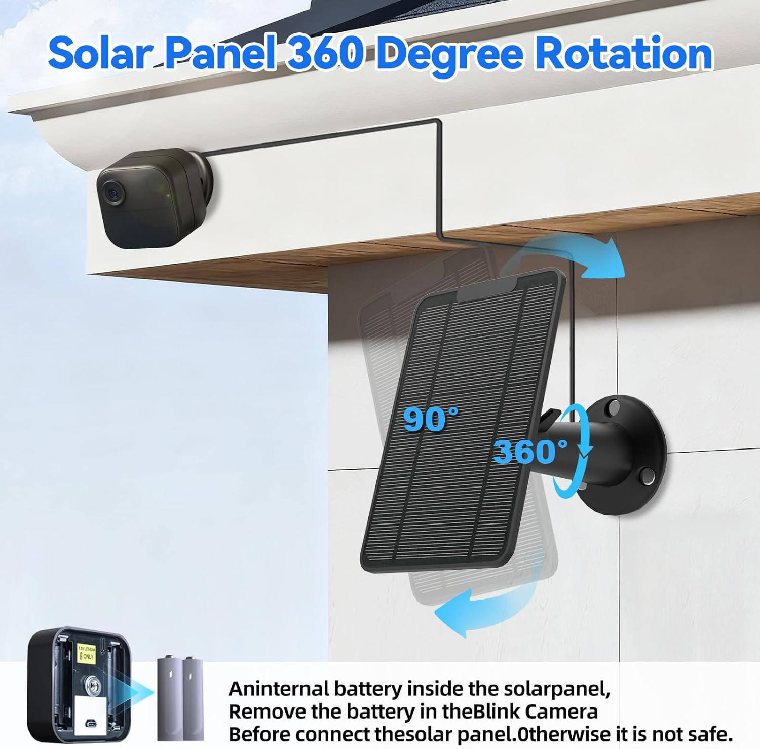 Solar Panel for Blink Camera Outdoor, 6W Solar Panel with Battery Compatible wit