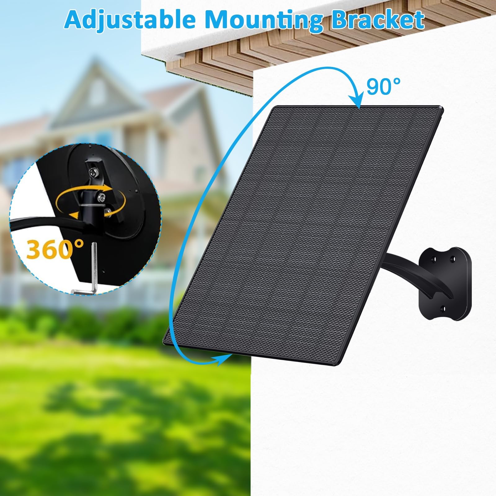 FUTUREZEN 10W Solar Panel for Security Cameras, DC/USB-C/USB, Black, 1 Pack |…