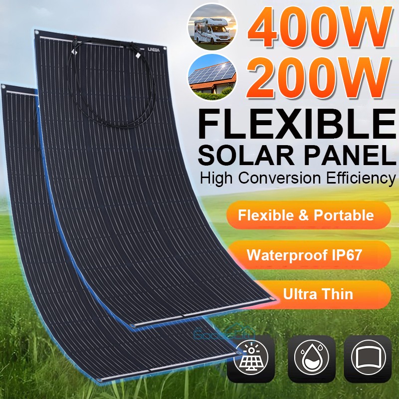 200W 400 Watt Flexible Solar Panel Kit 12V Mono Home RV Rooftop Camping Off-Grid