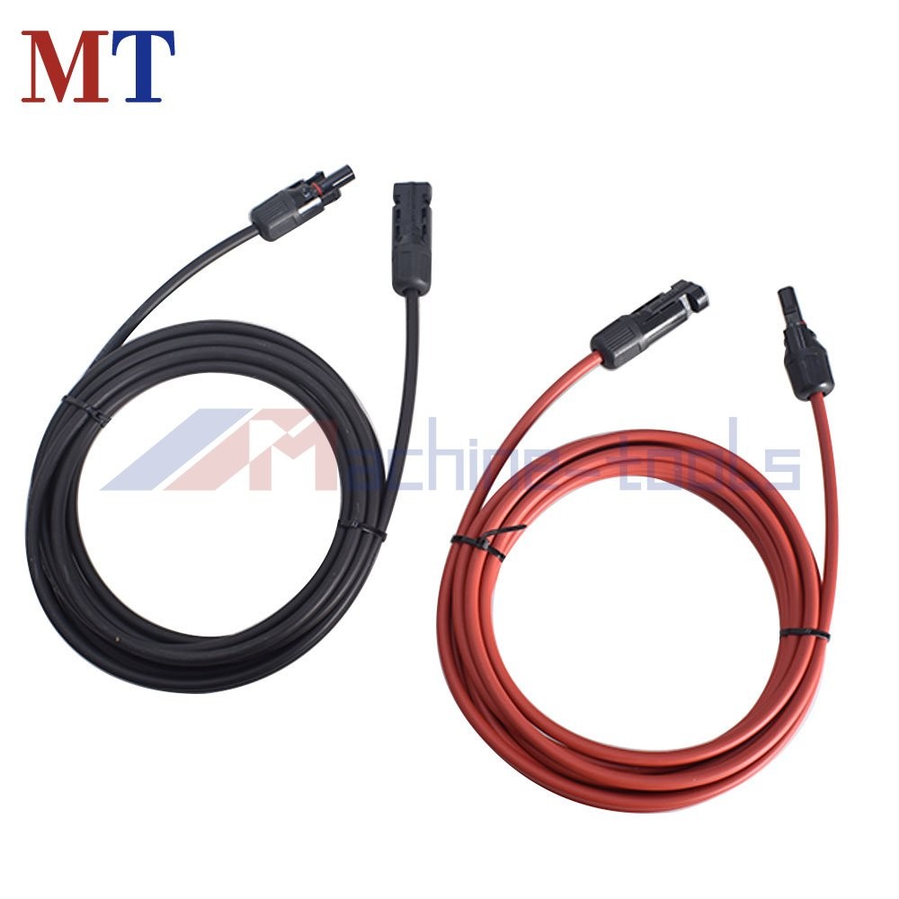 1 Pair 10 FT Black + Red 12 AWG Solar Panel Extension Cable Wire Connector