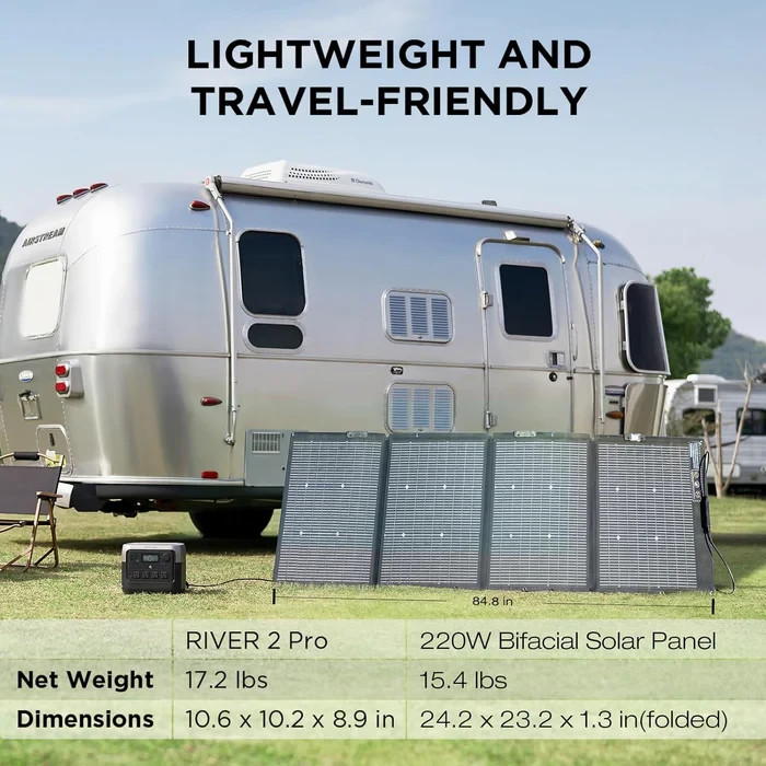 EcoFlow RIVER 2 Pro 768Wh Power Station with 220W Portable Solar Panel & X-Boost