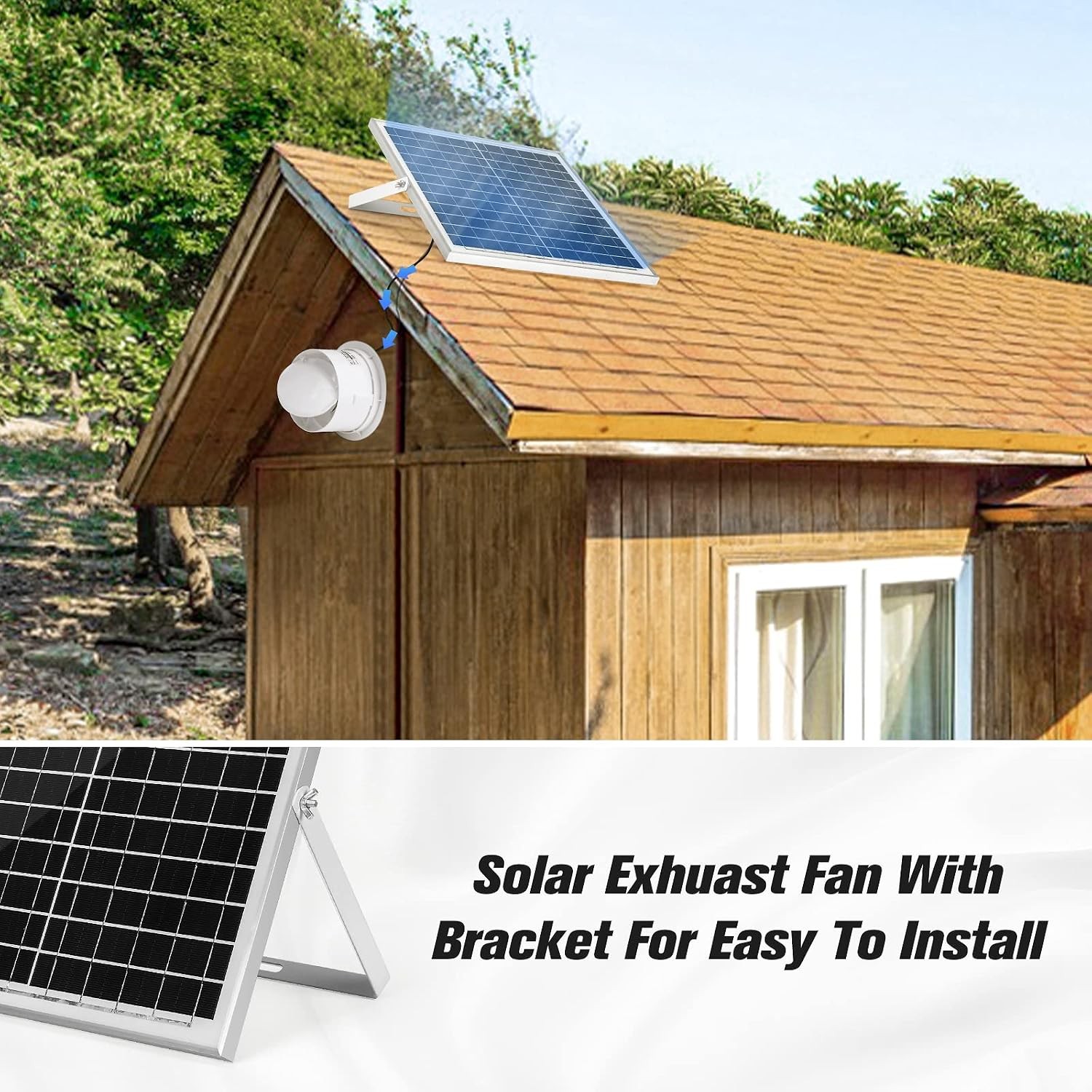 8″ Solar Powered Automatic Exhaust Fan for Greenhouse Shed Chicken Coop Pet