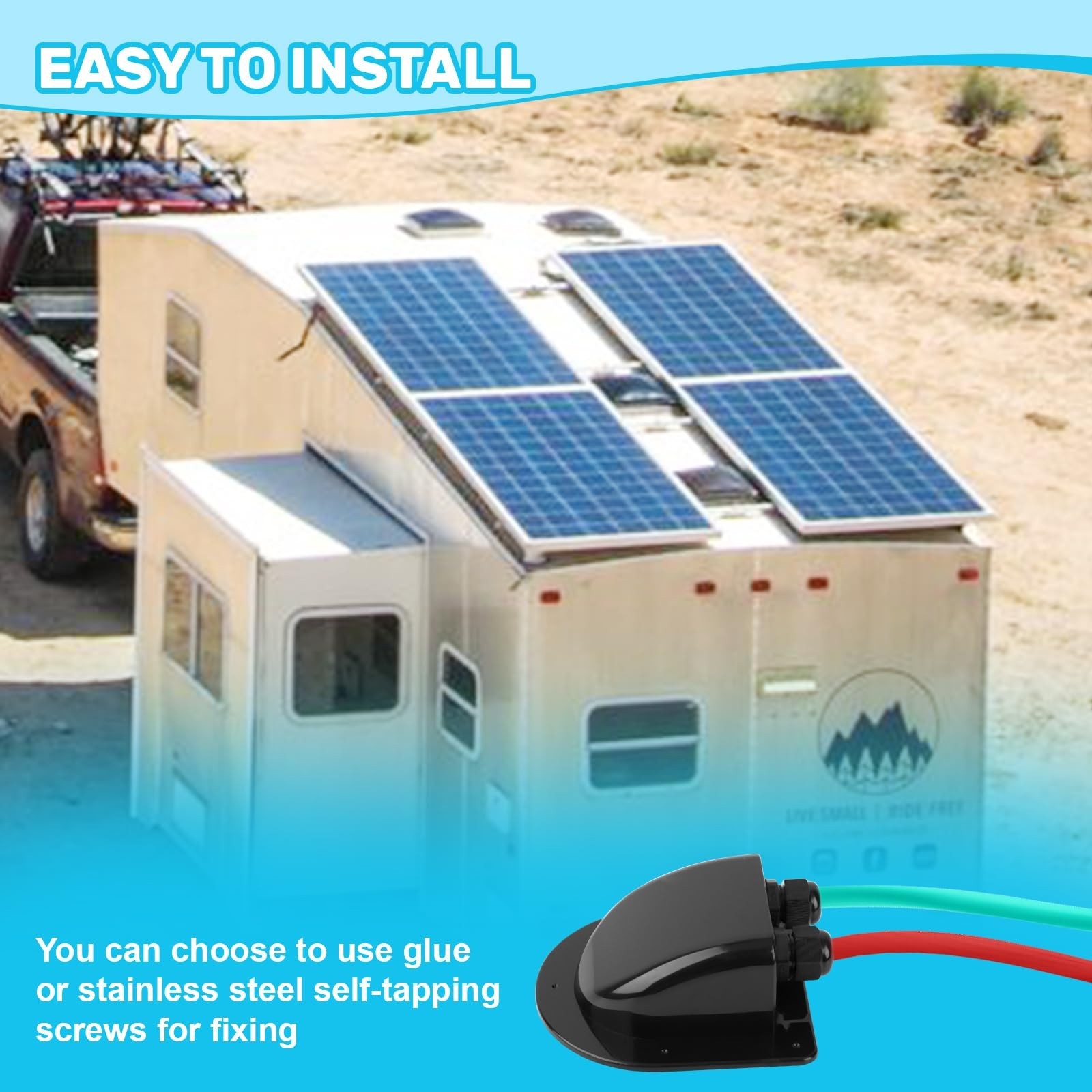 Waterproof Solar Dual Cable Gland Box – 2 Pack, Black, Double Cable Protection f