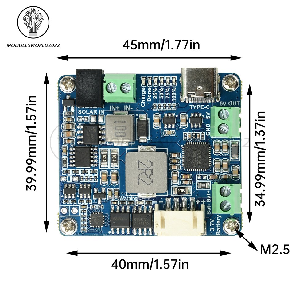 6-24V Solar Panel Power Management Module 5V 3A Supports MPPT, PD QC FCP SFCP