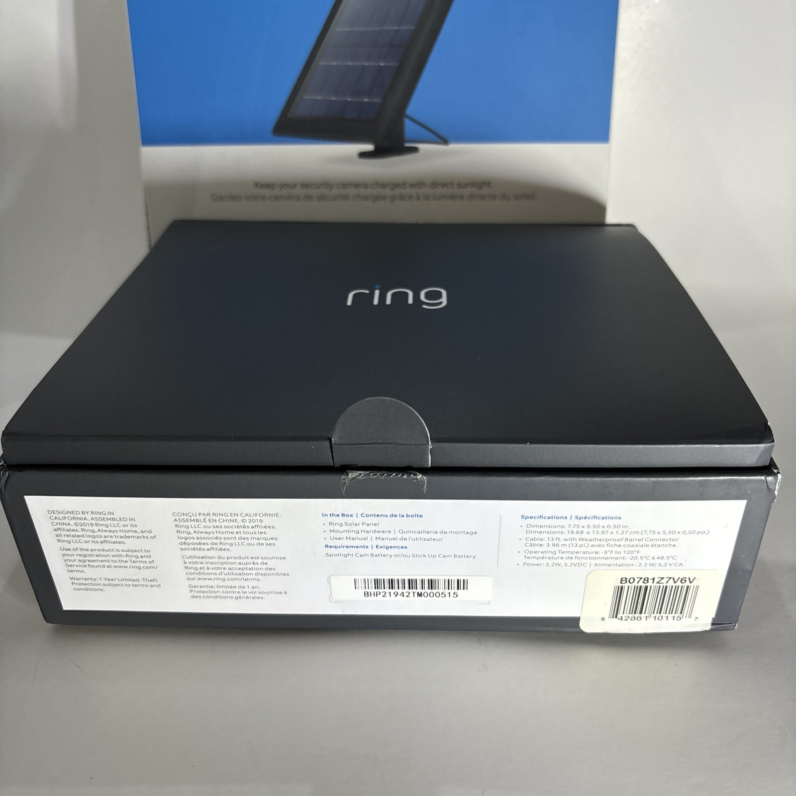 Ring Solar Panel Black For Spotlight Cam & Sticker Up Cam Keep Charged With Sun
