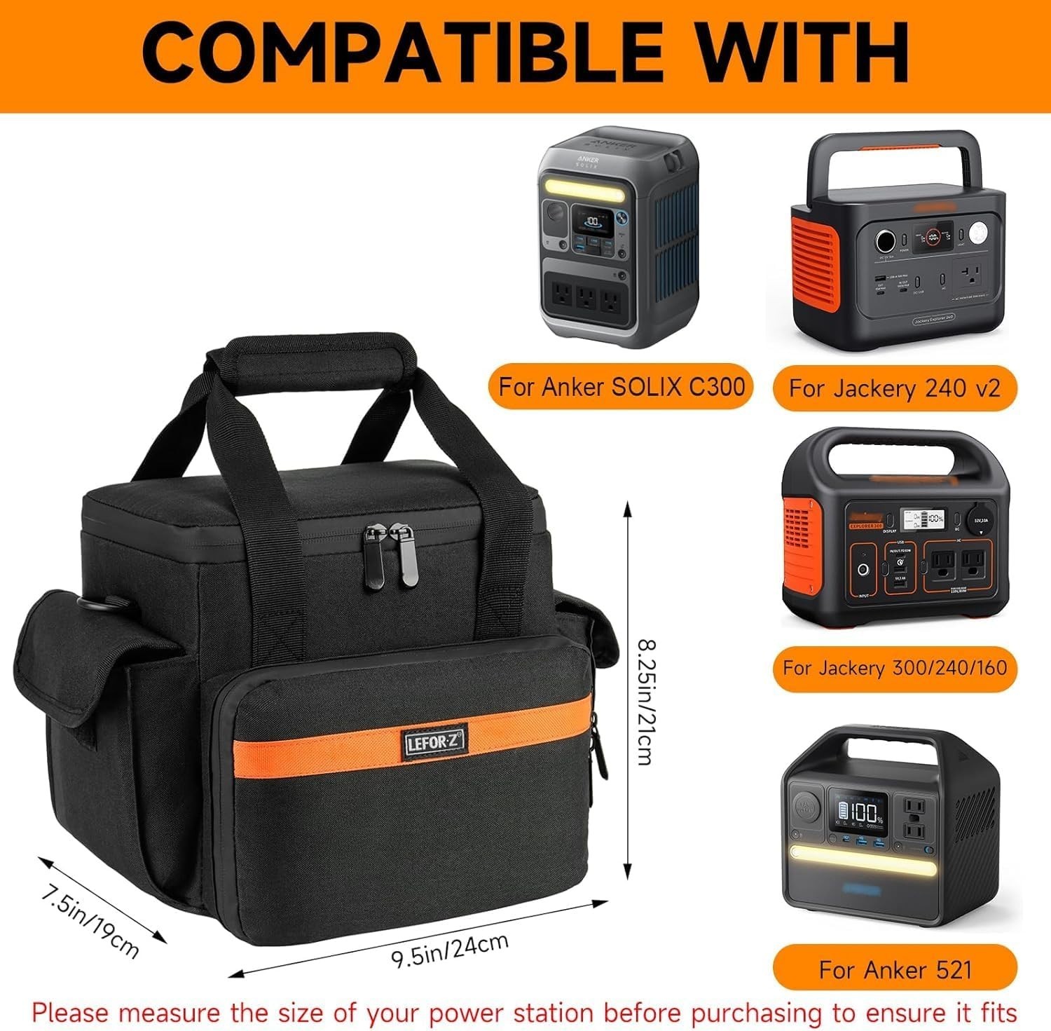 Compact Carry Bag for Jackery Explorer Series & GOLABS with 8 Functional Pockets