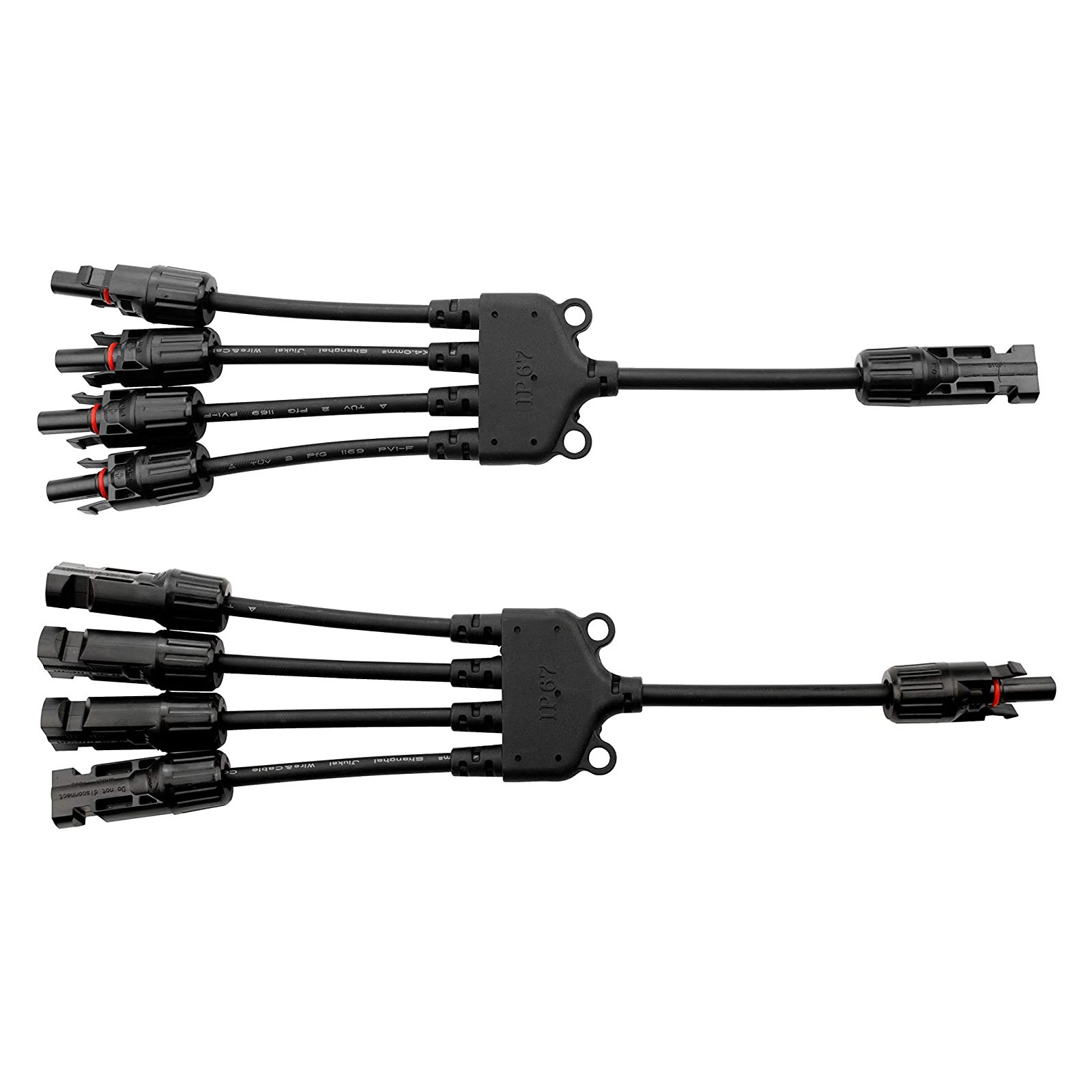 1 Pair Solar Panel 1 to 3 Y Branch Cable Connection Adapter Connector Extension