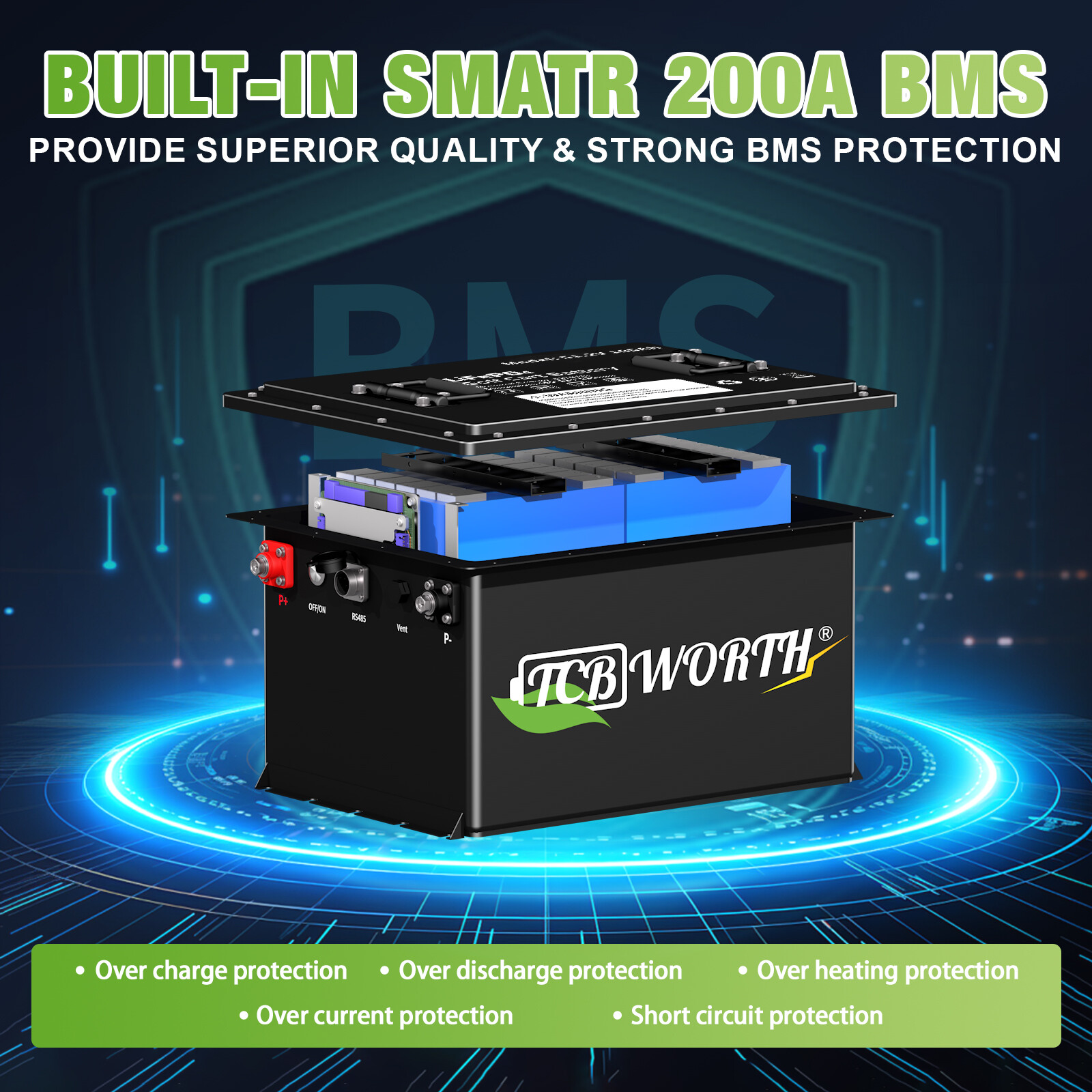LiFePO4 48V 100Ah Golf Cart Lithium Battery 200A BMS 10 Years Warranty +Charger