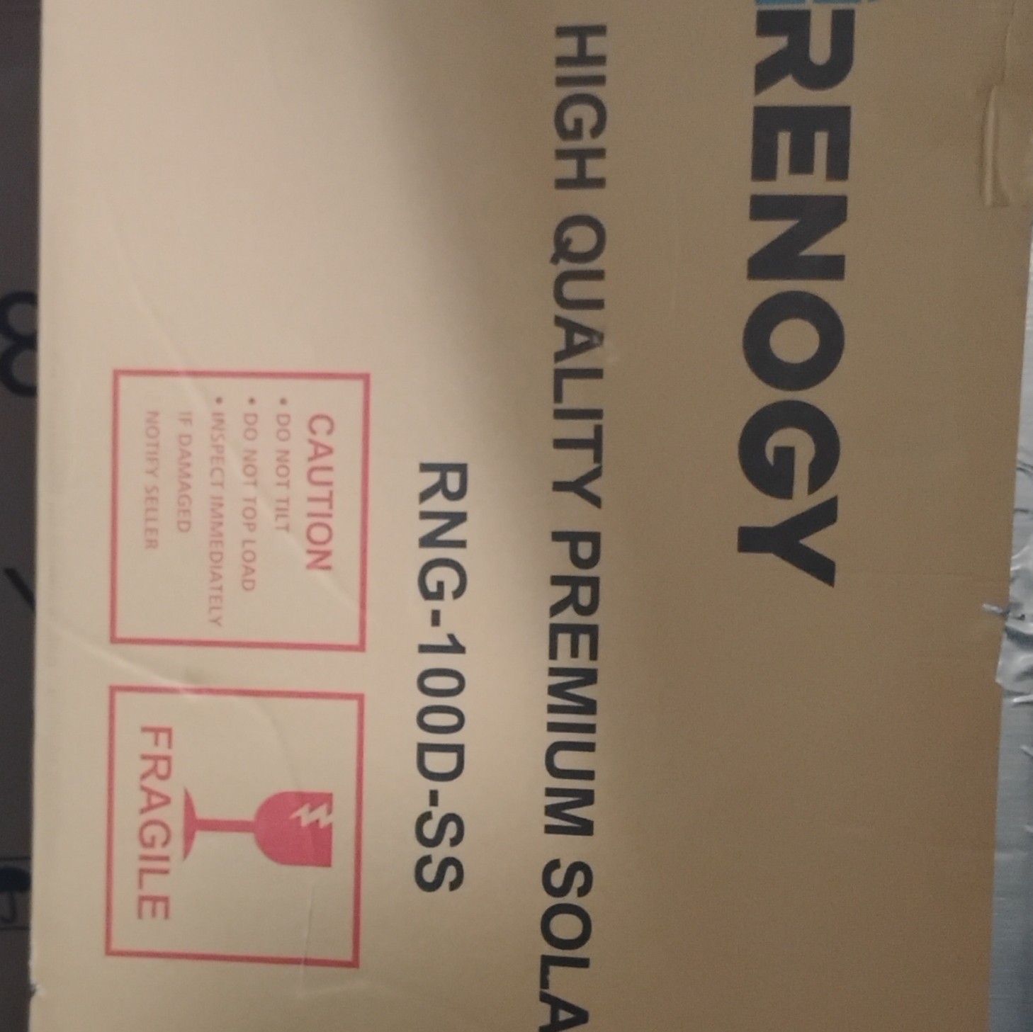 Renogy RNG-100D-SS Solar Panel Premium Boxed Model RNG-100D-SS MPN Unopened Box