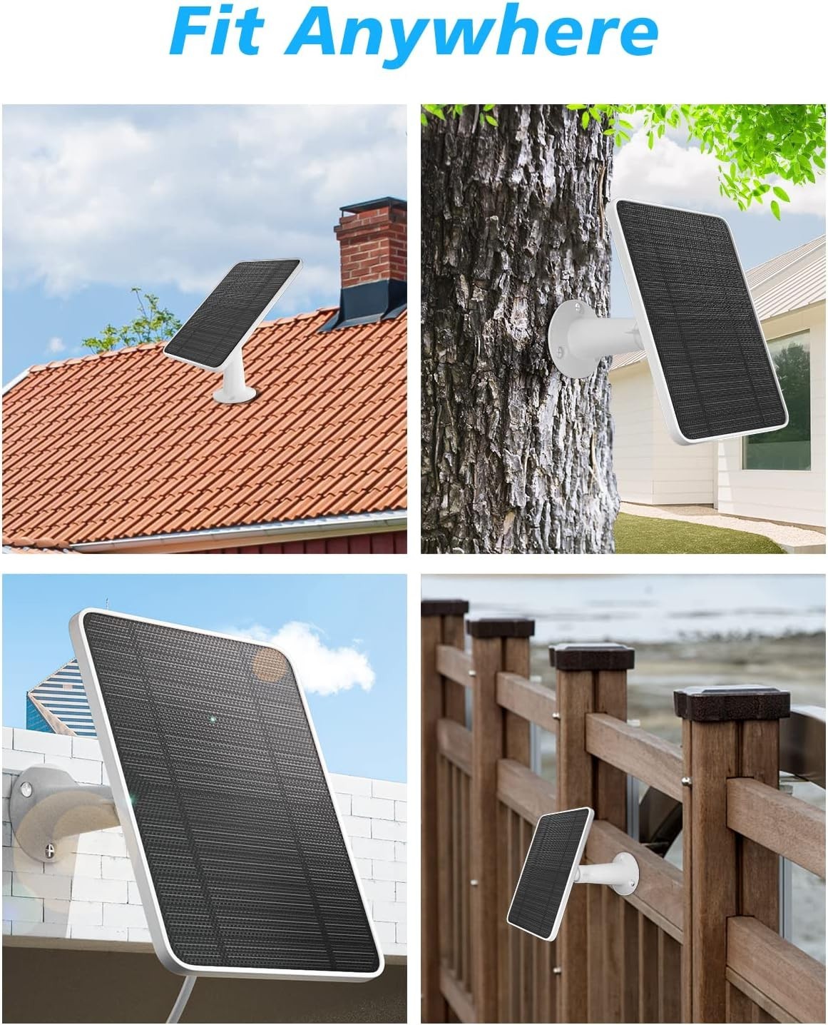Monocrystalline Solar Panel for Arlo Cameras with 360 Adjustable Bracket