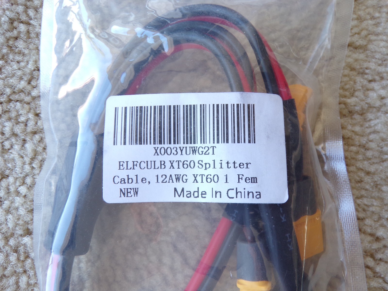 ELFCULB – XT60 Splitter Cable, 12AWG XT60 1 Male – 3 Female Connector Cable; @c9