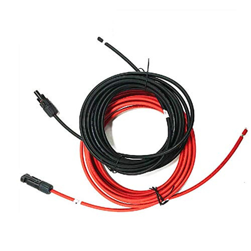 20FT 10AWG Solar Panel Extension Cable 30A/1000V DC, Compatible Quick Connectors