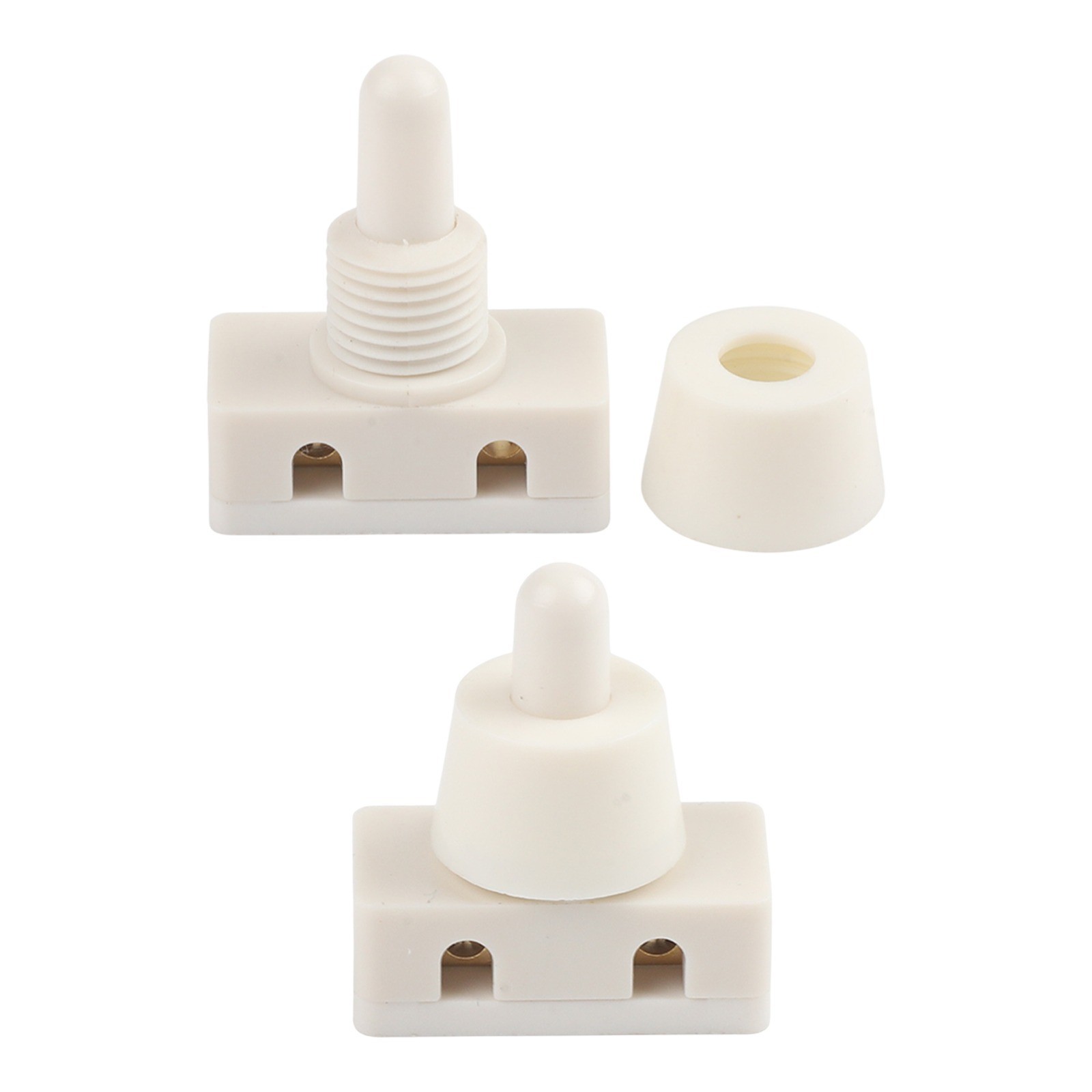 White Selflocking Push Button Switch Plastic 2A 250V for Lamp 5 Pieces Pack