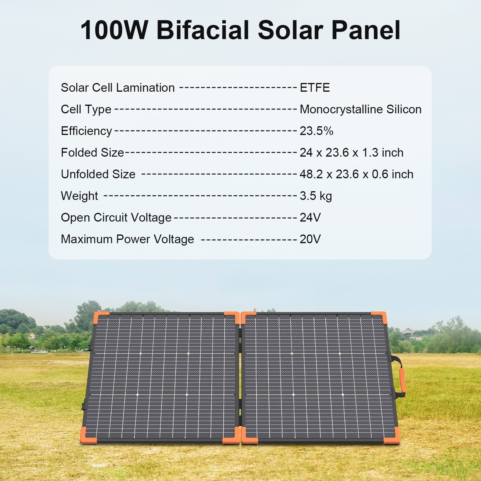 100W Solar Panel Camping for BLUETTI Elite 100 V2 1024Wh Portable Power Station