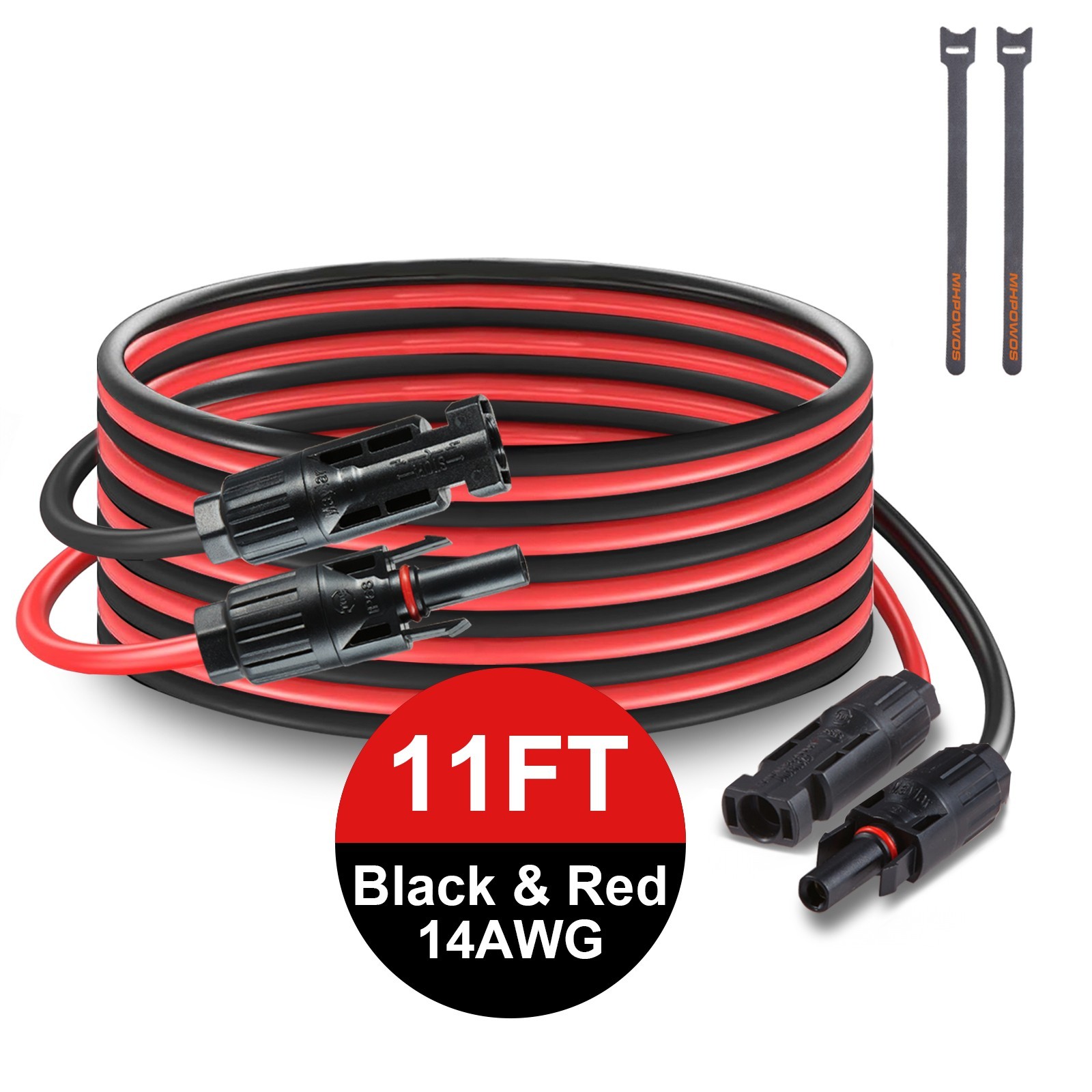 11Ft 14 AWG Solar Connector Solar Panel Extension Charging Cable Connectors Plug