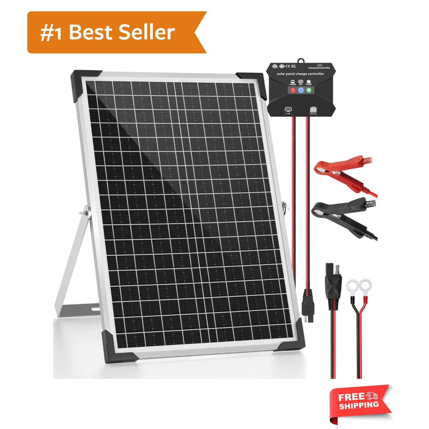 30W 24V Solar Panel Kit, Solar Battery Maintainer with MPPT Charge Controller…