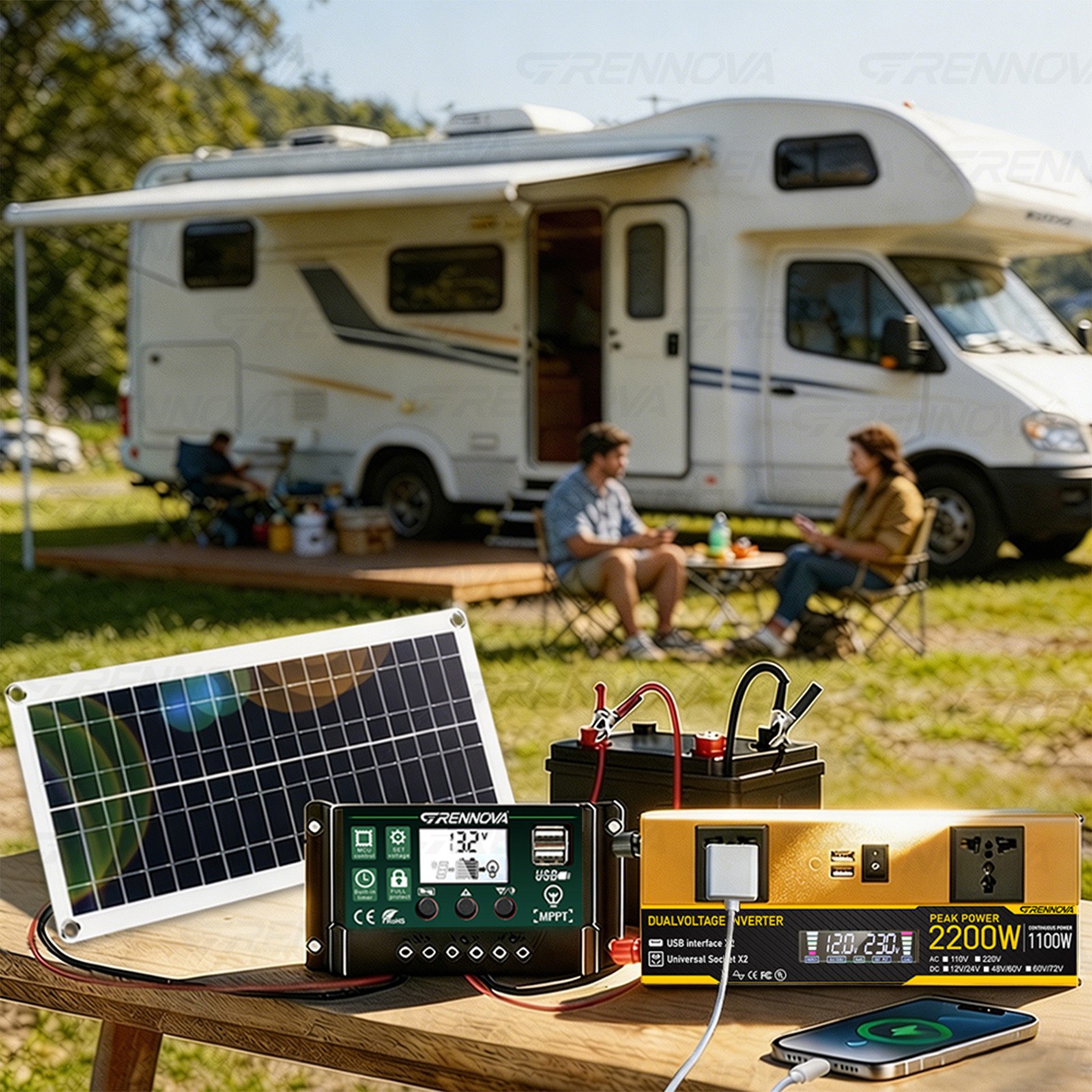 Grennova 2200W True Power Solar Kit 60A MPPT RV Home Off-Grid Backup