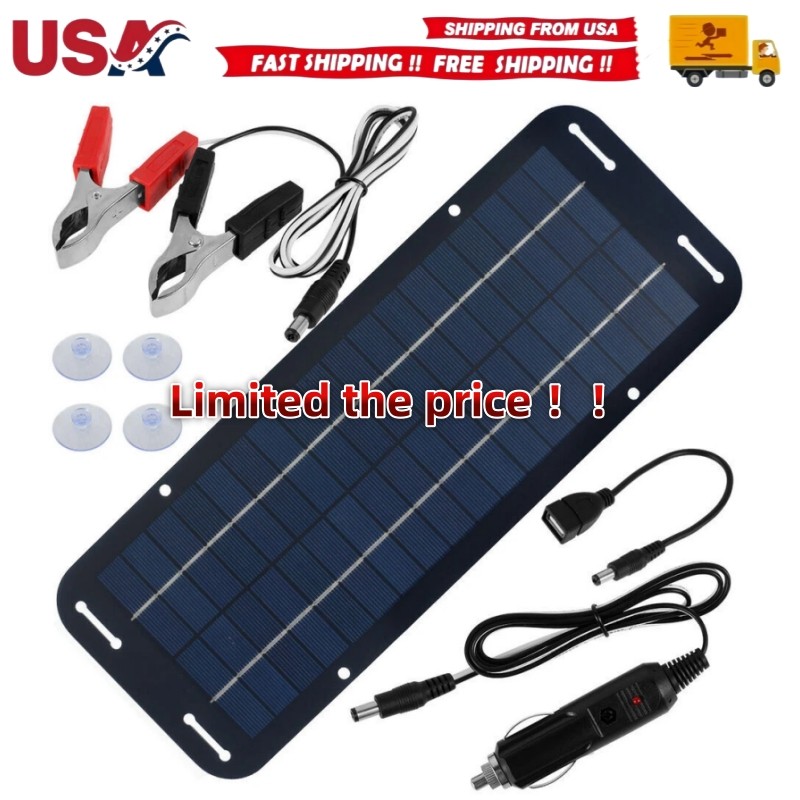 30W Solar Panel 12V Trickle Charger Battery Charger Kit Maintainer Boat Car RV