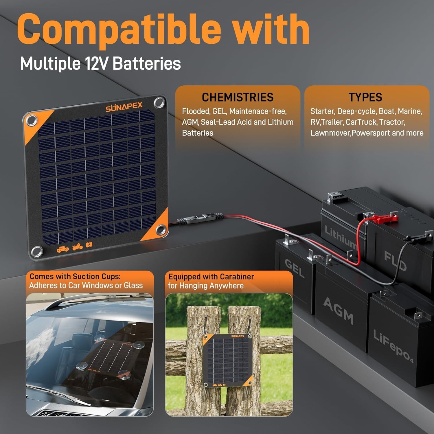 12V 20 Watt Solar Trickle Charger Maintainer – Waterproof Solar Powered Batte…