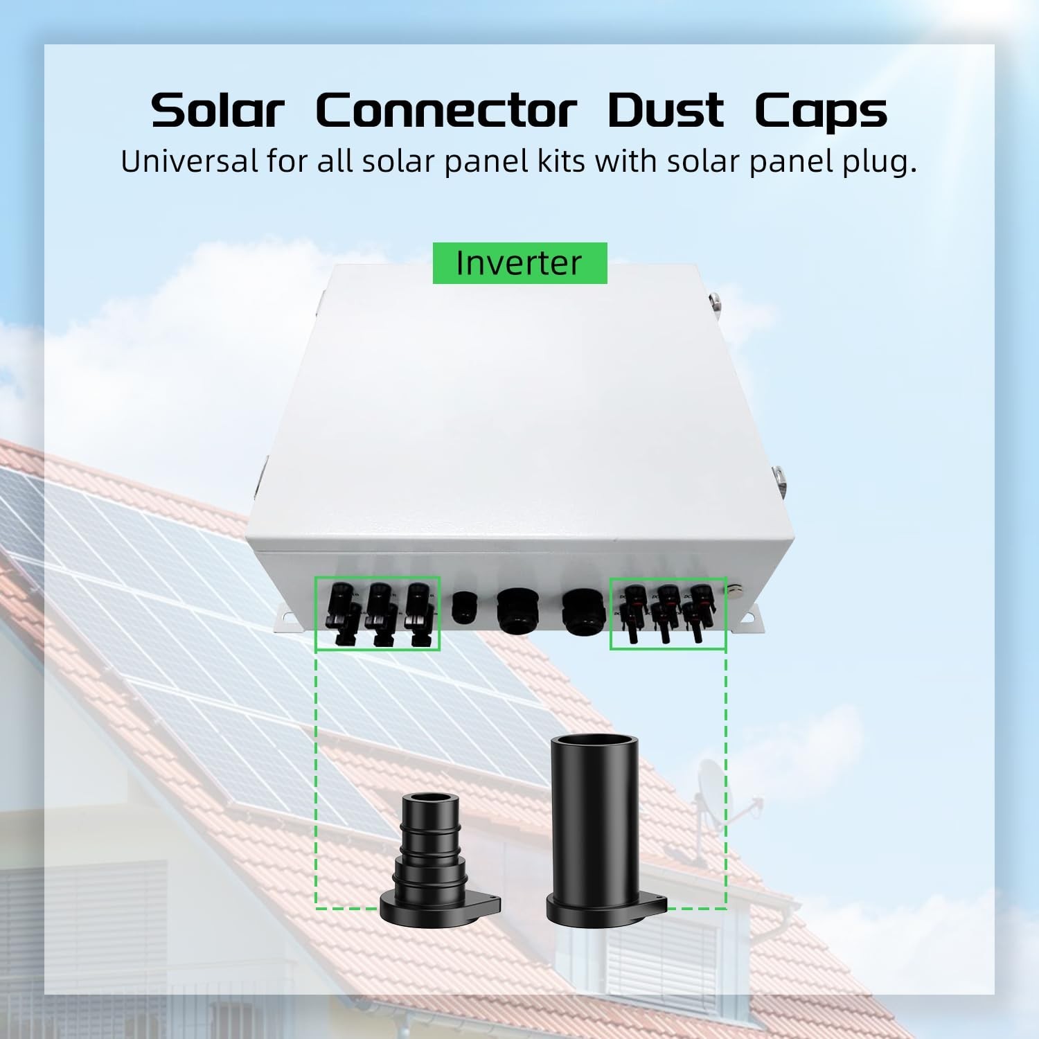 100 Pairs Solar Connector Caps, IP68 Waterproof Dust Covers for Solar Panels
