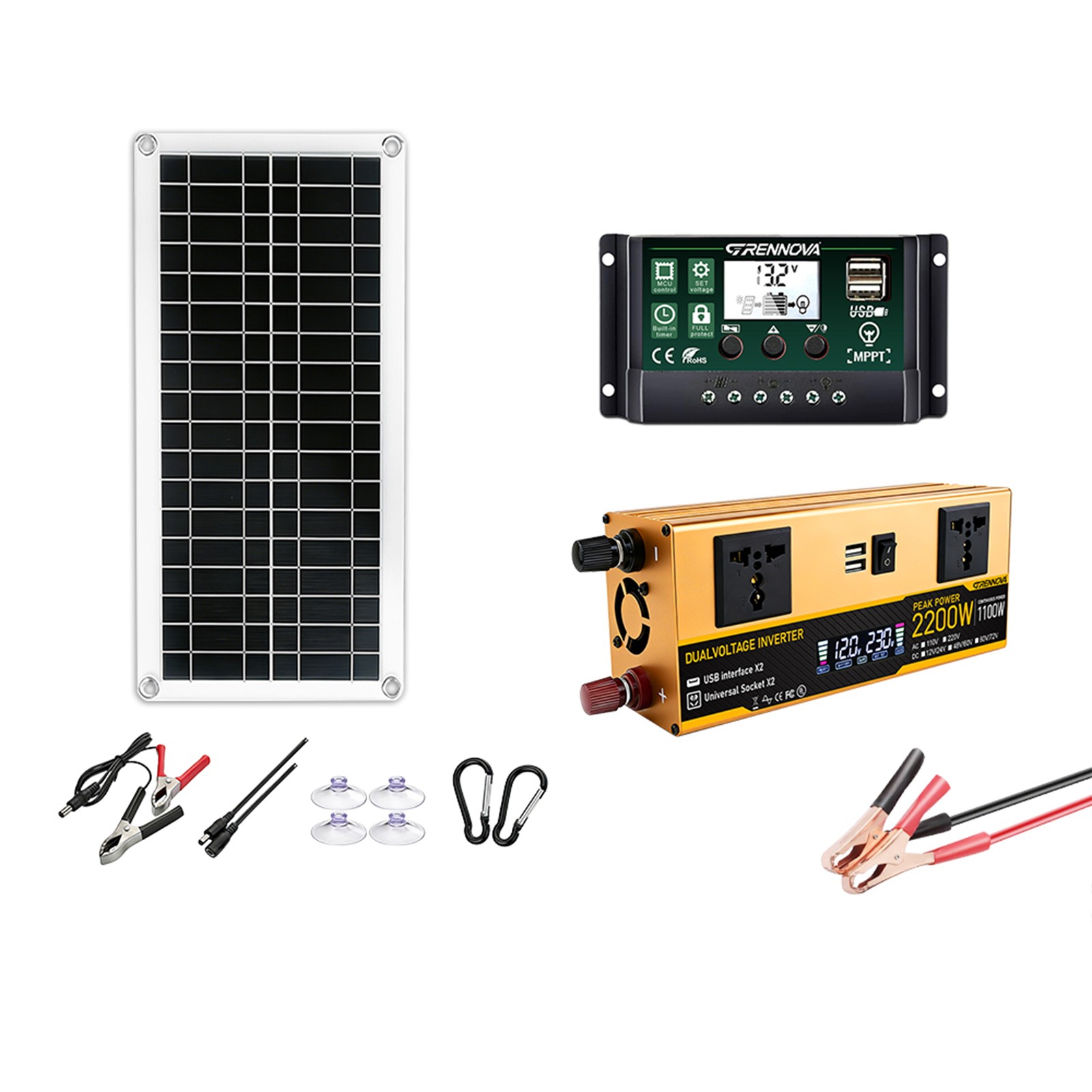 Grennova 2200W True Power Solar Kit 60A MPPT RV Home Off-Grid Backup