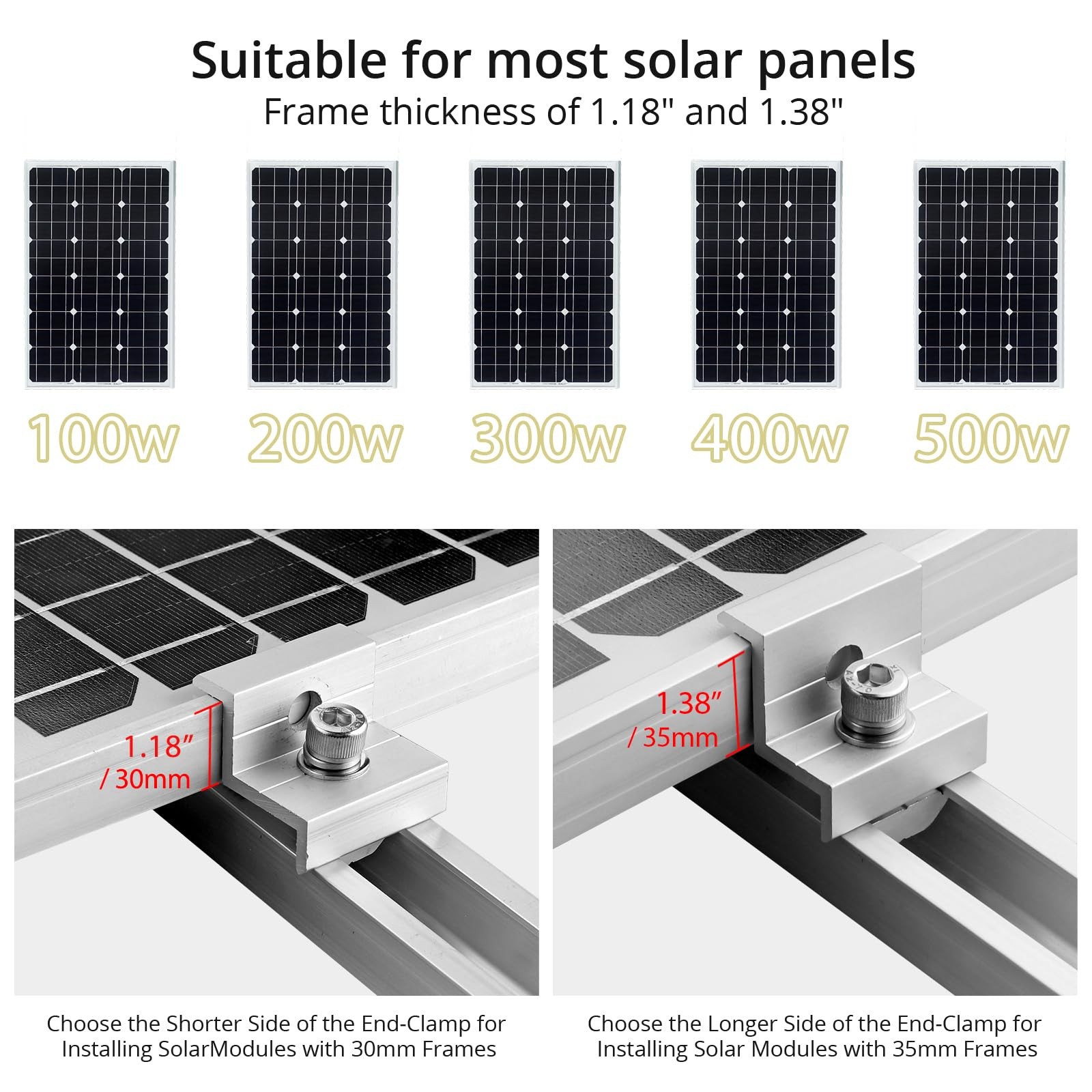 Anbte Solar Panel Bracket Kit, 6 Pcs 7.87 in Aluminium Solar Panel Mounting R…