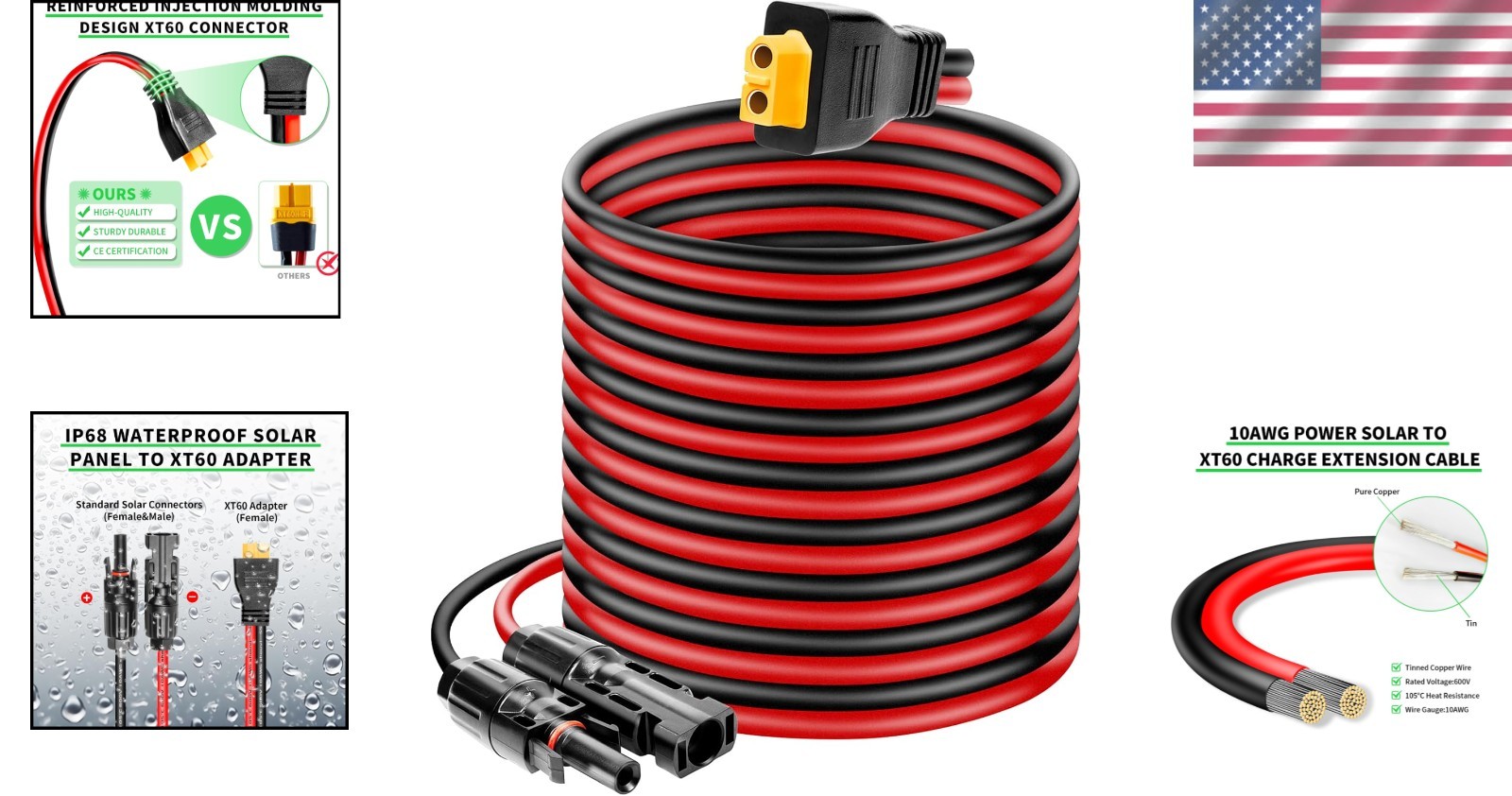 Versatile 20FT XT60 Female Connector Cable for All Solar Generator Applications