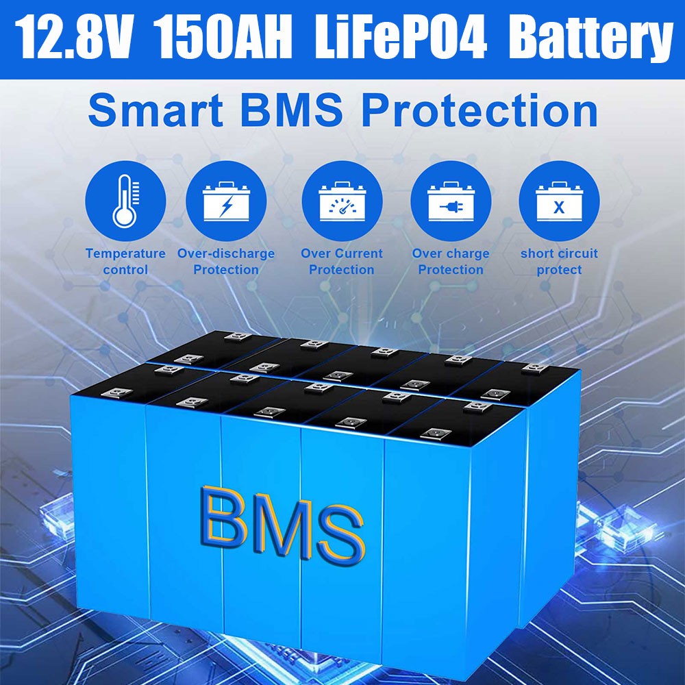 PFCTART 150AH LiFePO4 Lithium Battery Built-in Smart BMS for Solar RV Camping US