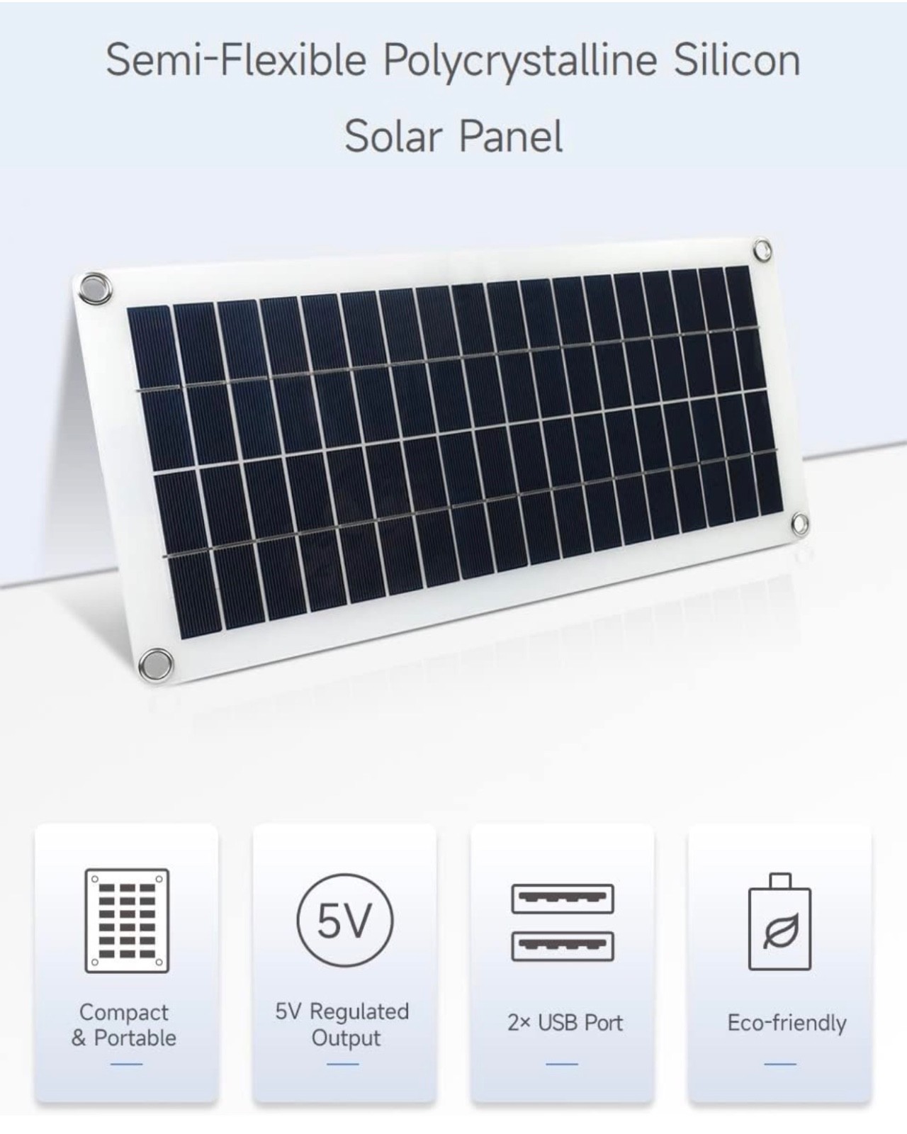 ECO-Friendly 10W Portable Travel Camp Solar Panel RV Emergency Power 2xUSB Ports
