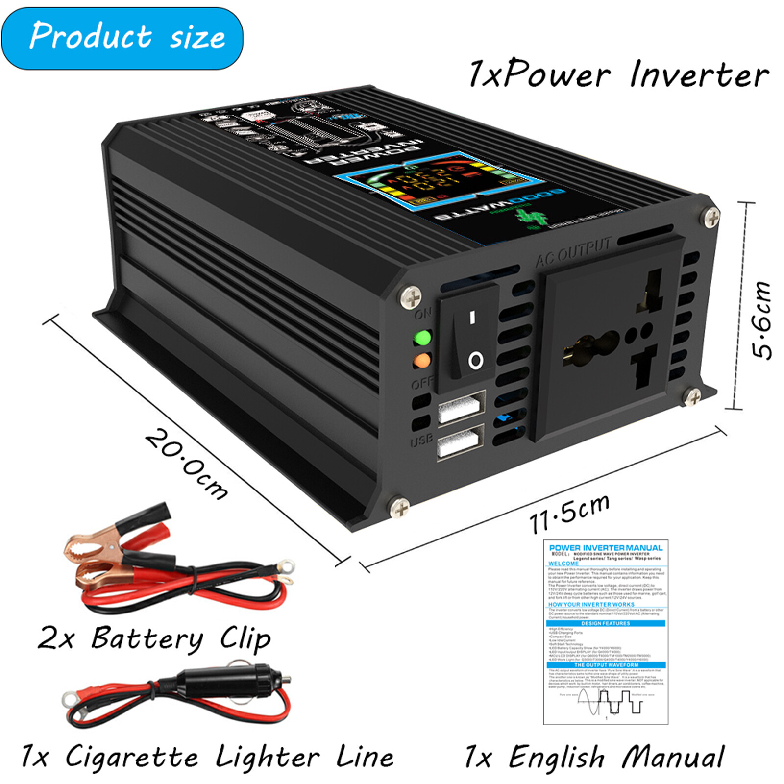 6000W Inverter DC 12V to AC 110V / 220V Vehicle Solar Power Inverter For Disple