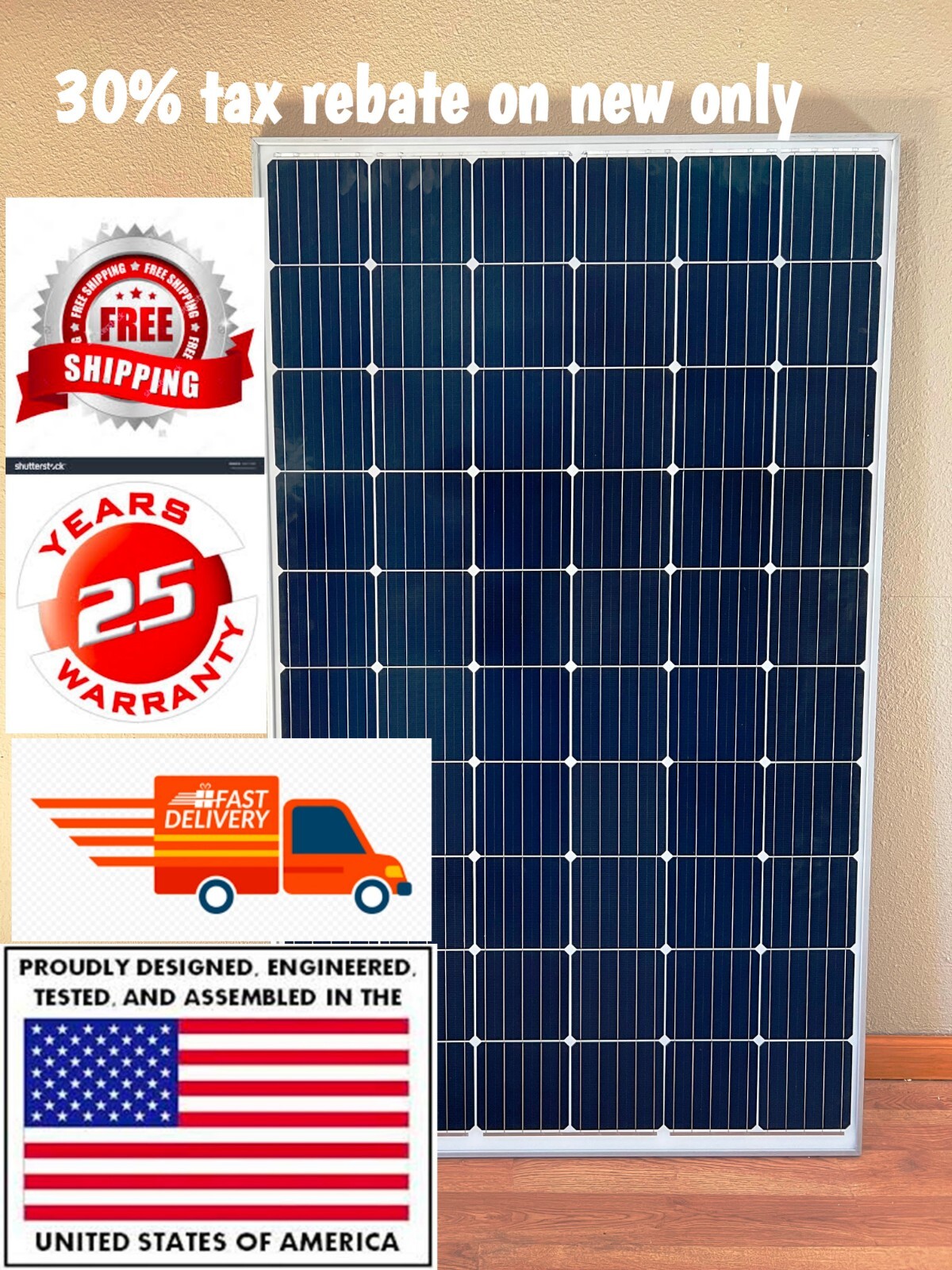 10~NEW 350 W SOLAR PANEL 24 V AMERICAN MADE 22.7% CELLS AMERICAN COMPANY