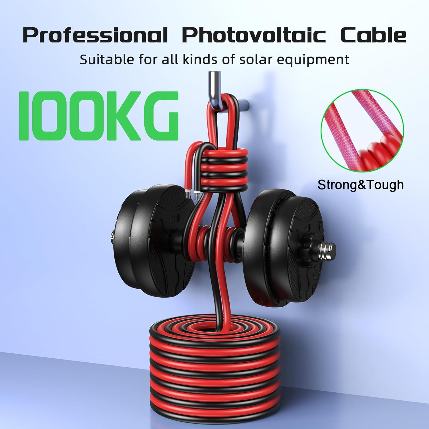 Solar Panel Wire 50Ft Black and 50Ft Red Kit, 10AWG (6Mm²) Solar Panel Extension