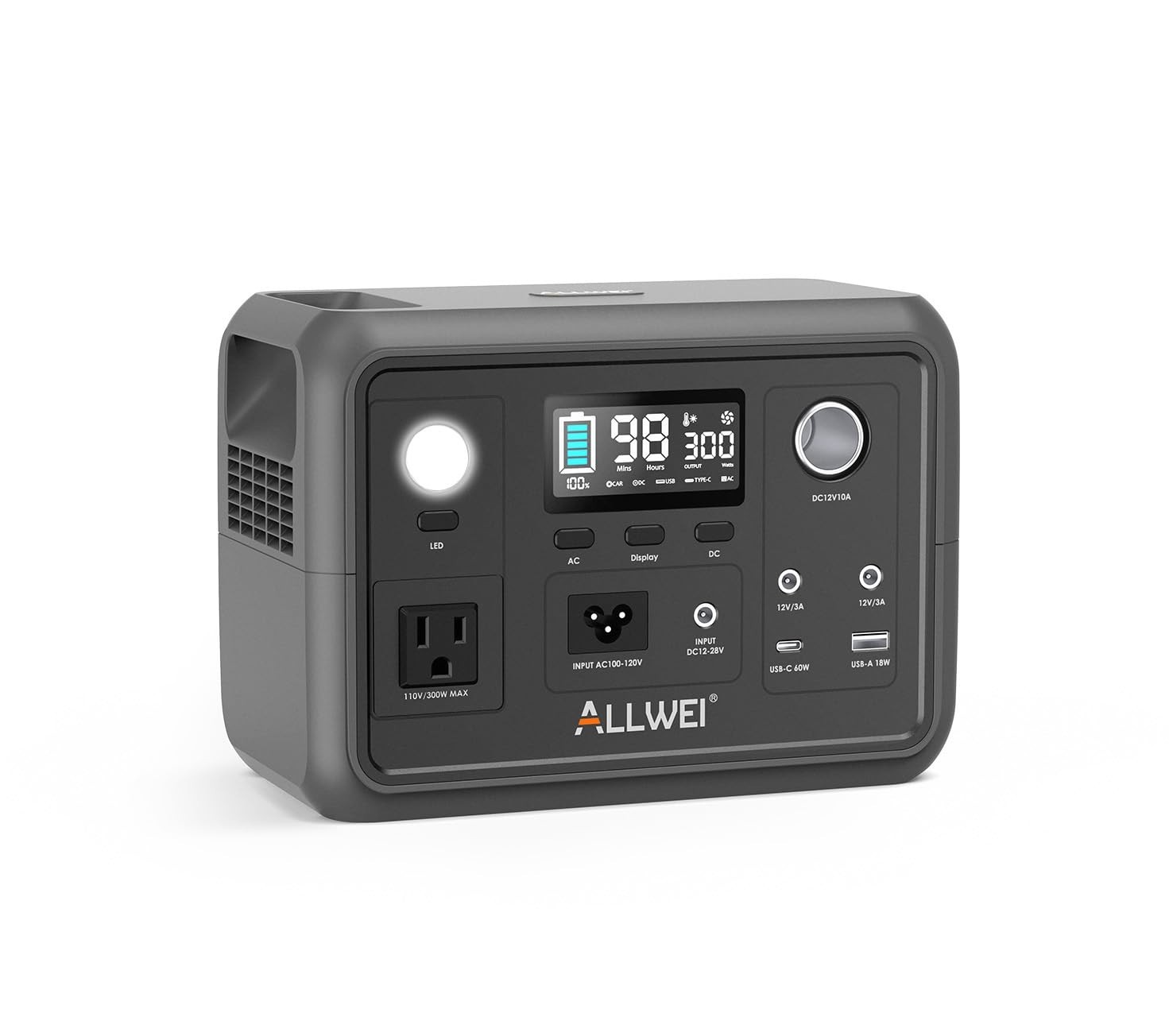 Portable Power Station 300W, 256Wh LiFePO4 Battery, Solar Generator, 6 Output Po