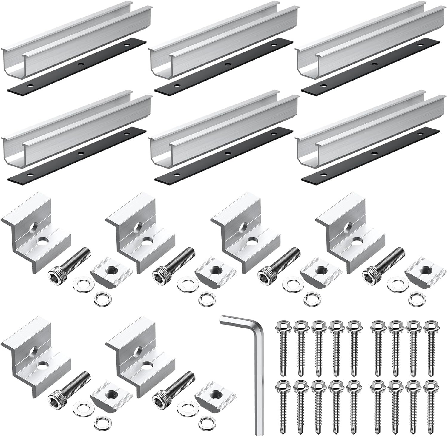 Solar Panel Bracket Kit, 6 Pcs 7.87 in Aluminium Solar Panel Mounting Rail 30Mm/