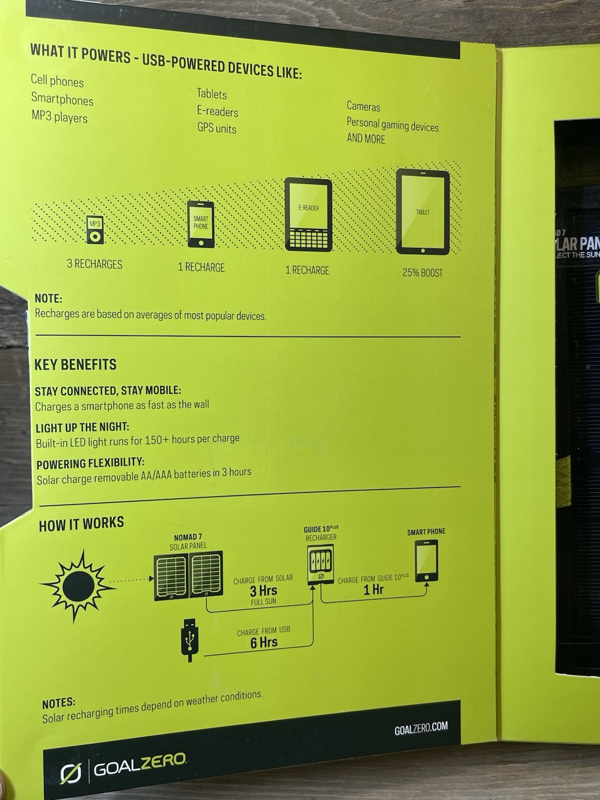 Goal Zero Guide 10, Plus Solar Charging Kit Recharger $ Solar Panel