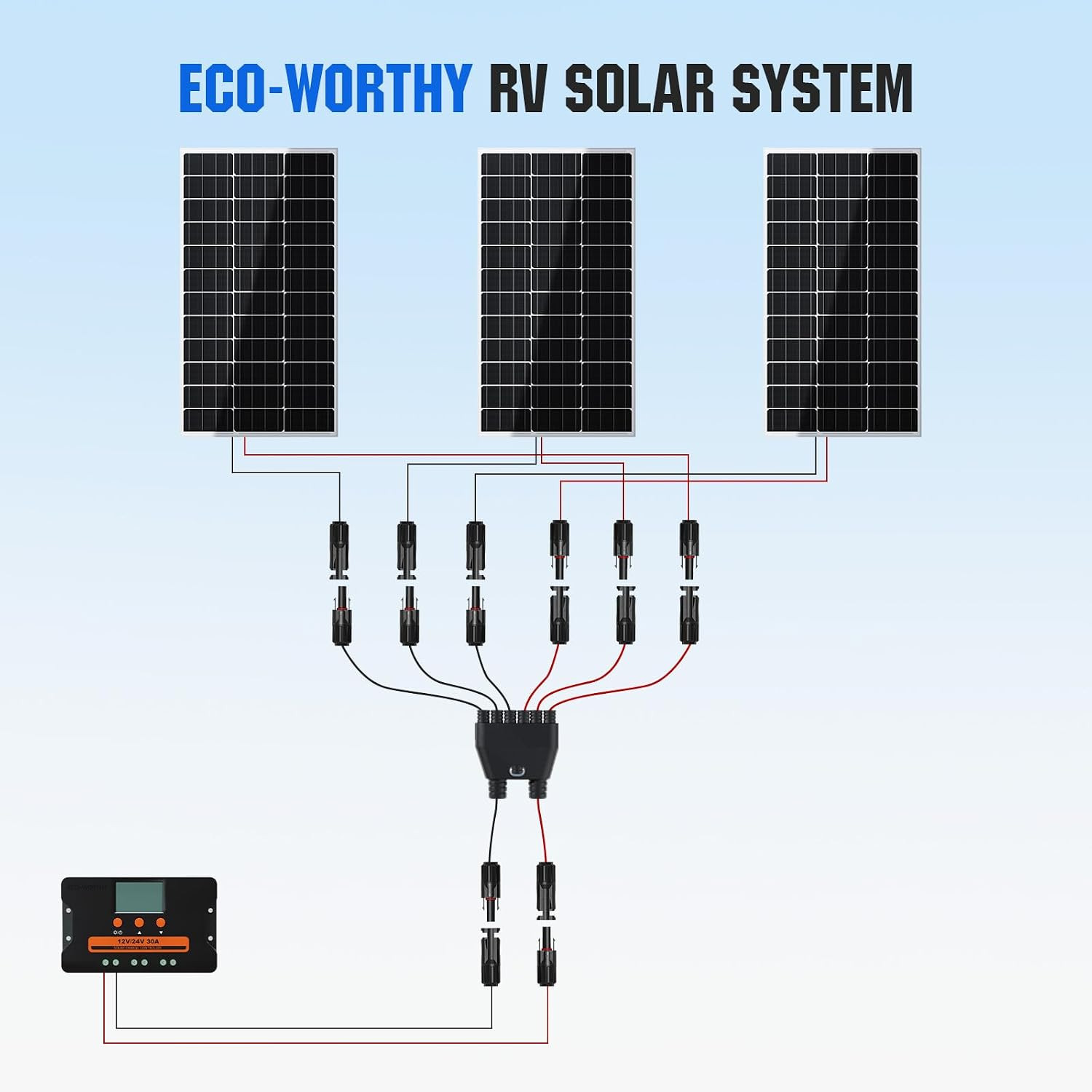 Integrated Solar Connector 2-6 Y Branch Parallel PV Adapter Cable Wire Plug Tool